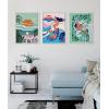 imageKate and Laurel Sylvie Sun Flock Framed Canvas Wall Art by Rachel Lee of My Dream Wall 18x24 Natural Colorful Ocean and Dog Sunset ArtWhite
