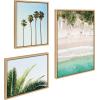 imageKate and Laurel Sylvie Tropical Beach Framed Canvas Wall Art Collection by Tai Prints and Amy Peterson 3 Piece Natural Coastal Art for WallNatural
