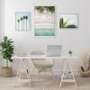 imageKate and Laurel Sylvie Tropical Beach Framed Canvas Wall Art Collection by Tai Prints and Amy Peterson 3 Piece Natural Coastal Art for WallWhite
