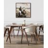 imageKate and Laurel Sylvie Western Cowboy Horseback Ranch Abstract Neutral 1 Framed Canvas Wall Art by The Creative Bunch Studio 30x30 Brown Modern Abstract Cowboy Art for Wall