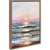 imageKate and Laurel Sylvie Atlantic Sunset Framed Canvas Wall Art by Mary Sparrow 18x24 Gold Beach Landscape Coastal Sunset Art for WallGold