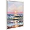 imageKate and Laurel Sylvie Atlantic Sunset Framed Canvas Wall Art by Mary Sparrow 18x24 Gold Beach Landscape Coastal Sunset Art for WallWhite