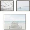 imageKate and Laurel Sylvie Beach Canvas Wall Art Collection by Pete Olson and Amy Peterson Set of 3 16x20 and 23x33 Gray Chic Coastal Art Set for Wall