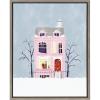 imageKate and Laurel Sylvie Christmas Pink House Framed Canvas Wall Art by Maja Tomljanovic 18x24 Gray Holiday Inspired Art
