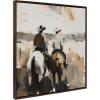imageKate and Laurel Sylvie Western Cowboy Horseback Ranch Abstract Neutral 1 Framed Canvas Wall Art by The Creative Bunch Studio 30x30 Brown Modern Abstract Cowboy Art for Wall