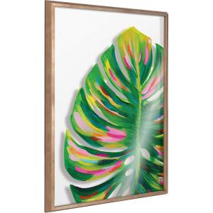 imageKate and Laurel Blake Monstera Framed Printed Glass Wall Art by Jessi Raulet of Ettavee 18x24 Natural Decorative Nature Themed Art Print for WallGold