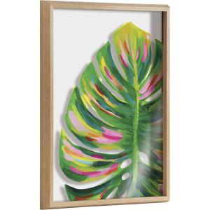 imageKate and Laurel Blake Monstera Framed Printed Glass Wall Art by Jessi Raulet of Ettavee 18x24 Natural Decorative Nature Themed Art Print for WallNatural