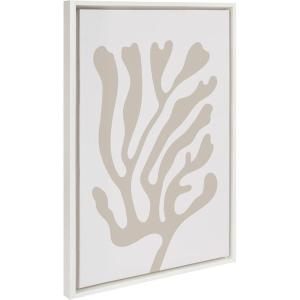 imageKate and Laurel Sylvie Abstract Coral Coastal Beige Framed Canvas Wall Art by The Creative Bunch Studio 23x33 White Simple Modern Abstract Plant Wall Dcor Art