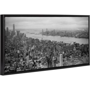 imageKate and Laurel Sylvie Beaded New York No 1 Black and White Vintage Framed Canvas Wall Art by Crystal Lynn Collins 40x18 Beaded Black BlackandWhite NYC Cityscape Art for Wall