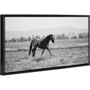 imageKate and Laurel Sylvie Beaded Ursa No 1 Black and White Vintage Framed Canvas Wall Art by Crystal Lynn Collins 40x18 Beaded Black Grayscale Horse Portrait Art for Wall