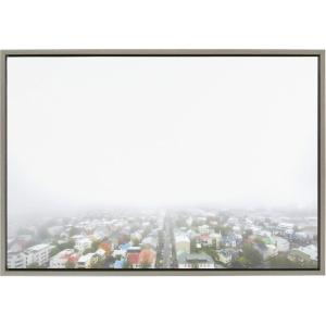 imageKate and Laurel Sylvie Foggy Cityscape Framed Canvas Wall Art by Alicia Abla 28x38 Gray Modern Oversized Art for WallGray