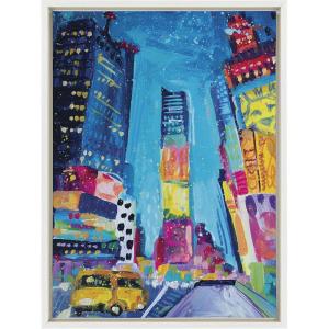 imageKate and Laurel Sylvie New York Time Square Study No 4 Framed Canvas Wall Art by Rachel Christopoulos 18x24 White Modern Travel Art for Walls