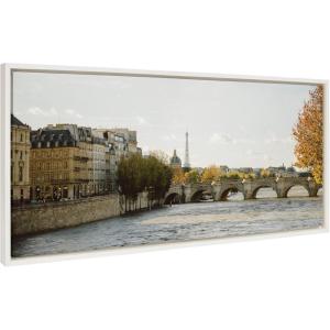 imageKate and Laurel Sylvie Paris No 8 Framed Canvas Wall Art by Crystal Lynn Collins 40x18 White French City Photography Art for Wall
