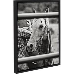 imageKate and Laurel Sylvie Photo Saddling Horse Framed Canvas Wall Art by The Whiskey Ginger 18x24 Black Western Photography Art for Wall