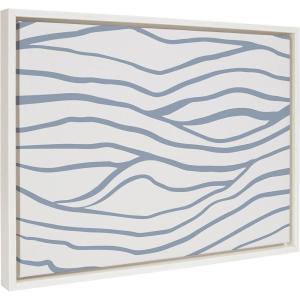 imageKate and Laurel Sylvie Simple Elegant Coastal Waves Framed Canvas Wall Art by The Creative Bunch Studio 28x38 White Colorful Abstract Beach Ocean Art Print for Home Wall DecorWhite