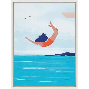 imageKate and Laurel x Maja Tomljanovic Collaboration Jump Framed Canvas Wall Art 18x24 White Colorful Coastal Art for Wall
