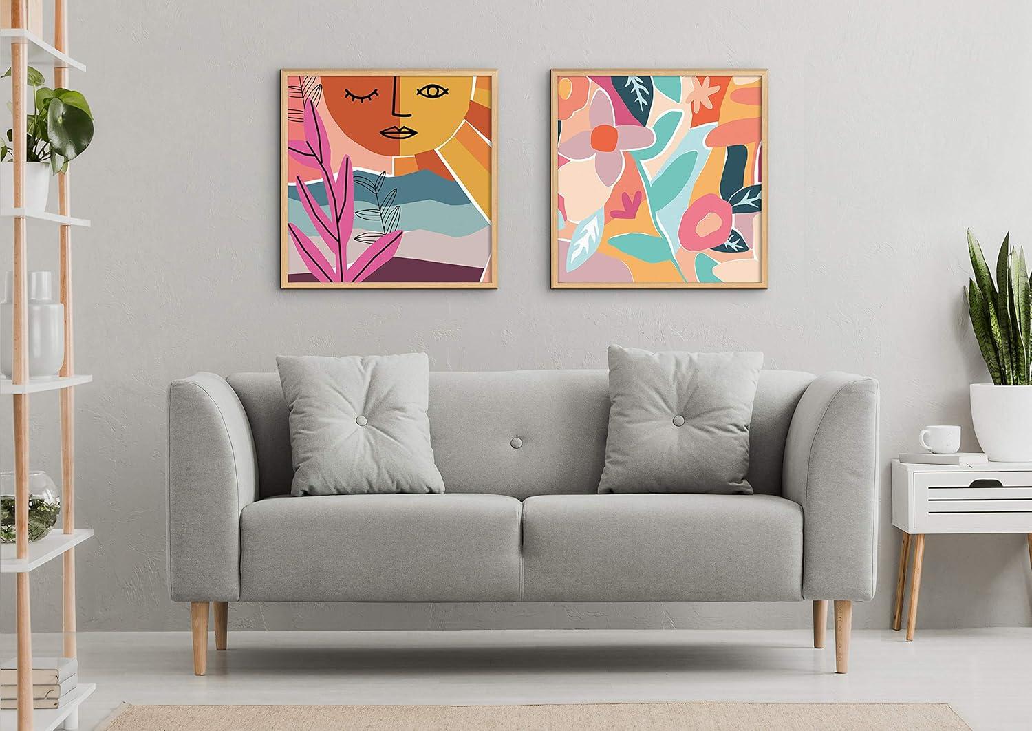 imageKate and Laurel Blake Peace by The Sea Framed Printed Acrylic Wall Art by Kate Aurelia Holloway 24x24 Natural Abstract Colorful Decor for Wall