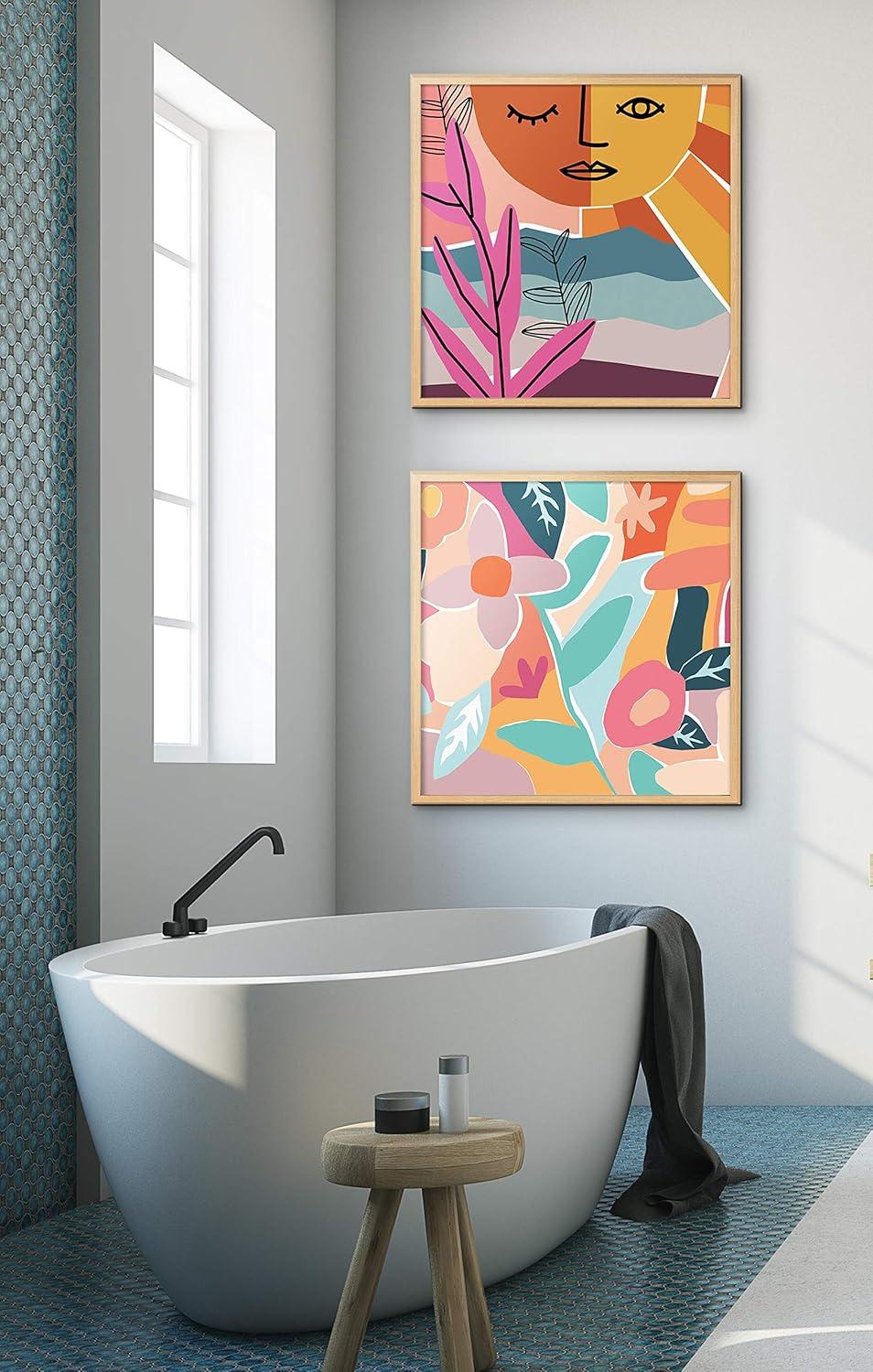 imageKate and Laurel Blake Peace by The Sea Framed Printed Acrylic Wall Art by Kate Aurelia Holloway 24x24 Natural Abstract Colorful Decor for Wall
