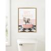 imageKate and Laurel Sylvie Baby Elephant No 3 in Get Naked Bath Framed Canvas Wall Art 18x24 Bright Gold Cute Animal Bathtub Art for Wall