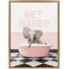 imageKate and Laurel Sylvie Baby Elephant No 3 in Get Naked Bath Framed Canvas Wall Art 18x24 Bright Gold Cute Animal Bathtub Art for Wall