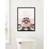 imageKate and Laurel Sylvie Beaded Big Bear Retro Neon Sign Bath Vintage Framed Canvas Wall Art 18x24 Beaded Black Cute Animal Bathtub Art Set for Wall