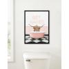 imageKate and Laurel Sylvie Beaded Highland Cow Randal Neon Sign Bath Vintage Framed Canvas Wall Art 18x24 Beaded Black Cute Animal Bathtub Art for Wall
