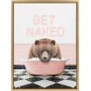 imageKate and Laurel Sylvie Big Bear Retro Neon Sign Bath Framed Canvas Wall Art 18x24 Bright Gold Cute Animal Bathtub Art for Wall