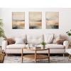 imageKate and Laurel Sylvie Blue Beach Ocean Coastal Abstract Framed Canvas Wall Art Set by The Creative Bunch Studio 3 Piece Set Beaded White Colorful Abstract Ocean Art for Wall