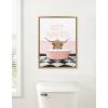 imageKate and Laurel Sylvie Highland Cow Randal Neon Sign Bath Framed Canvas Wall Art 18x24 Bright Gold Cute Animal Bathtub Art for Wall