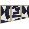 imageKate and Laurel Sylvie Japandi Framed Linen Textured Canvas Wall Art Set by Rocket Jack Set of 3 18x24 Blue Art Natural Frame Decorative Modern Abstract Art Set for Wall