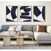 imageKate and Laurel Sylvie Japandi Framed Linen Textured Canvas Wall Art Set by Rocket Jack Set of 3 18x24 Blue Art Natural Frame Decorative Modern Abstract Art Set for Wall