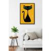 imageKate and Laurel Sylvie Retro Cat Framed Canvas Wall Art by Carrie Cantwell 23x33 Black Colorful Cute Kitten Art for Wall