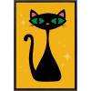 imageKate and Laurel Sylvie Retro Cat Framed Canvas Wall Art by Carrie Cantwell 23x33 Black Colorful Cute Kitten Art for Wall