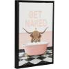 imageKate and Laurel Sylvie Beaded Highland Cow Randal Neon Sign Bath Vintage Framed Canvas Wall Art 18x24 Beaded Black Cute Animal Bathtub Art for Wall