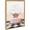 imageKate and Laurel Sylvie Highland Cow Randal Neon Sign Bath Framed Canvas Wall Art 18x24 Bright Gold Cute Animal Bathtub Art for Wall