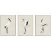 imageKate and Laurel Sylvie Japanese Crane Bird with Red Crown 1 2 and 3 Framed Canvas Wall Art Set by The Creative Bunch Studio 3 Piece Set Beaded White Colorful Cute Bird Art for Wall