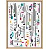 imageKate and Laurel Sylvie Music Notes White Background Framed Canvas Wall Art by Rachel Lee 18x24 Natural Colorful Abstract Home Decor