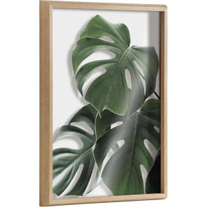 imageKate and Laurel Blake Monstera leaves Framed Printed Glass Wall Art by Amy Peterson Art Studio 18x24 Natural Decorative Nature Art for Wall
