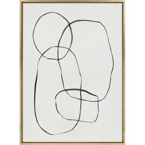 imageKate and Laurel Sylvie 871 Modern Circles Framed Canvas Linen Textured Wall Art by Teju Reval of SnazzyHues 28x38 Gold Decorative Geometric Abstract Art for Wall
