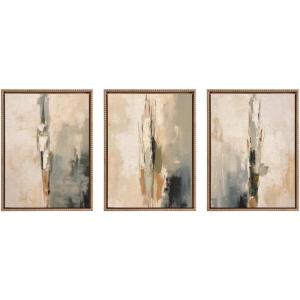imageKate and Laurel Sylvie Abstract Tall Cactus Muted Colors Framed Canvas Wall Art Set by The Creative Bunch Studio 3 Piece Set Beaded Gold Modern Desert Art for Wall