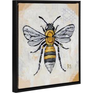 imageKate and Laurel Sylvie Beaded Honeycomb Vintage Framed Canvas Wall Art by Mackenzie Nelson 22x22 Beaded Black Cute Honey Bee Art for Wall