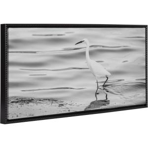 imageKate and Laurel Sylvie Beaded Snowy Egret No 3 Black and White Vintage Framed Canvas Wall Art by Crystal Lynn Collins 40x18 Beaded Black Grayscale Beach Bird Art for Wall