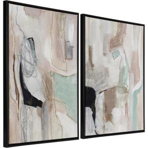 imageKate and Laurel Sylvie Beaded Whispers of a Distant Land 1 and 2 Vintage Framed Canvas Wall Art by Nikita Jariwala 2 Piece Set 28x38 Beaded Black Modern Abstract Painted Art for Wall