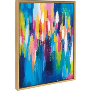 imageKate and Laurel Sylvie EV Bright Brush Strokes 033 Framed Canvas Wall Art by Jessi Raulet of Ettavee 18x24 Gold Modern Abstract Brush Art for WallGold