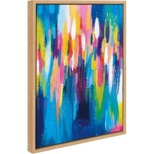 imageKate and Laurel Sylvie EV Bright Brush Strokes 033 Framed Canvas Wall Art by Jessi Raulet of Ettavee 18x24 Gold Modern Abstract Brush Art for WallNatural