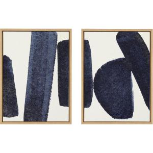 imageKate and Laurel Sylvie Japandi 26 1 and 2 Framed Canvas Wall Art Set by Rocket Jack 2 Piece 18x24 Natural Modern Abstract Brushstrokes Art Set for Wall