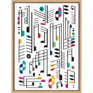 imageKate and Laurel Sylvie Music Notes White Background Framed Canvas Wall Art by Rachel Lee 18x24 Natural Colorful Abstract Home Decor