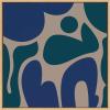 imageKate and Laurel Sylvie Groovy Happy Abstract Blue and Green Framed Canvas Wall Art by The Creative Bunch Studio 30x30 Natural Contemporary Shapes Art for Wall
