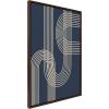 imageKate and Laurel Sylvie Lines in Blue Framed Canvas Wall Art by Apricot and Birch 28x38 Walnut Brown Chic MidCentury Art for WallBrown