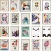 imageKate and Laurel Sylvie MCM Pattern 13 Framed Canvas Wall Art by Rachel Lee of My Dream Wall 18x40 Natural Colorful Abstract Shape Pattern Art for Wall